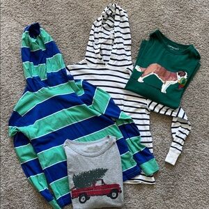 Crew Cuts 4 shirts Kids Striped Hoodie x2- Christmas Shirts x2 size L